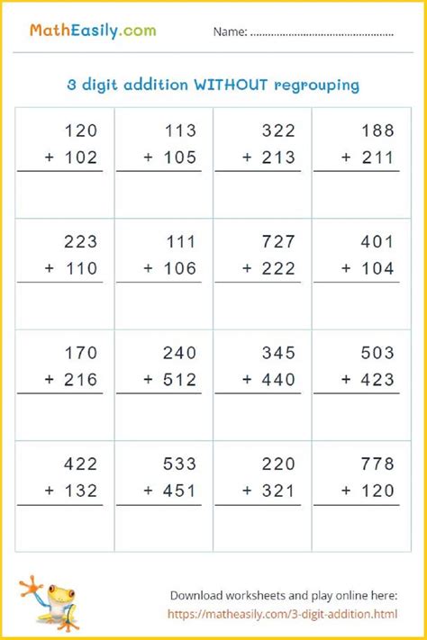 3 digit addition without carry